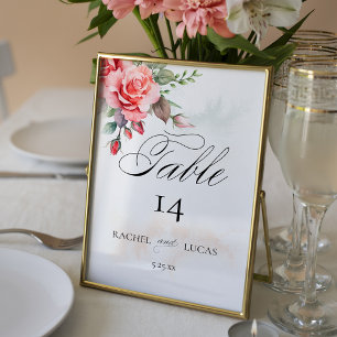 Numéro De Table Roses roses roses roses romantiques