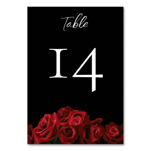 Numéro De Table Roses rouges Blanc Black Elegance Mariage intempor (Dos)