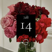 Numéro De Table Roses rouges Blanc Black Elegance Mariage intempor