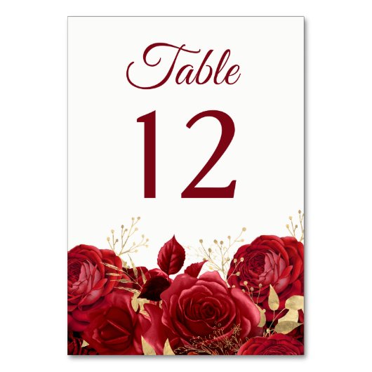 Numéro De Table Roses rouges et Mariage or ou Quinceanera (Par défaut)