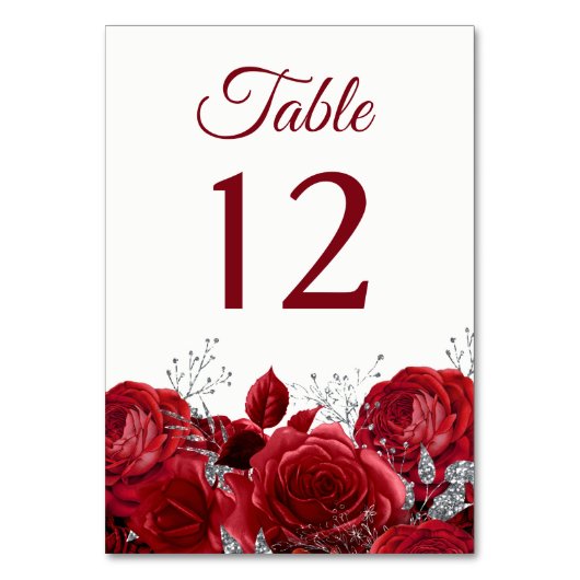 Numéro De Table Roses rouges magnifiques et Mariage argenté ou Qui (Par défaut)