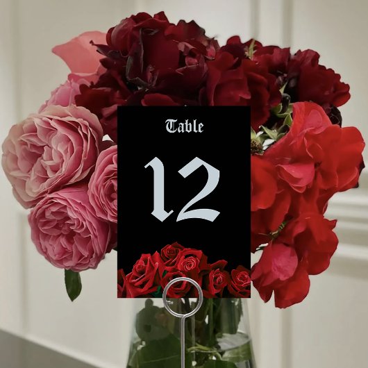 Numéro De Table Roses rouges Noir gothique