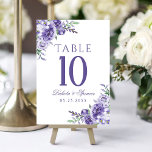 Numéro De Table Roses violets | Elégante aquarelle florale Boho<br><div class="desc">Roses violets muets romantiques dans un design moderne pastel floral garland dispose d'une armature de pivoine aquarelle sophistiquée et de fleur d'hydrangée dans des tons doux de lavande, lilas et violet ultra-violet agrémenté d'accents de verdure de laurier botanique. Pour la coordination des produits, veuillez visiter le site JustFharryn Zazzle store.com...</div>