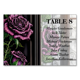 Numéro De Table Roses violets près de la fenêtre - style gothique