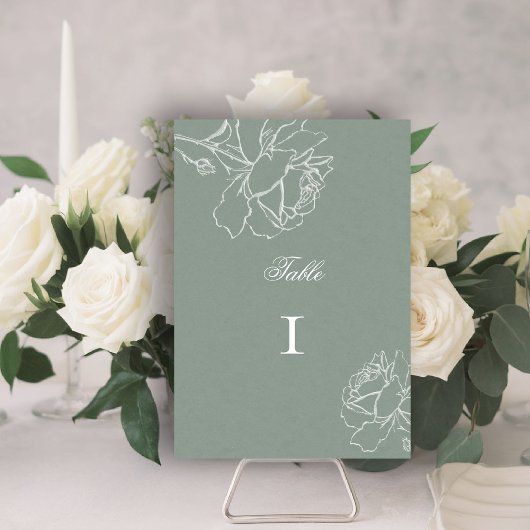 Numéro De Table Roses Vow Sage Green Modern Classic Formal Wedding