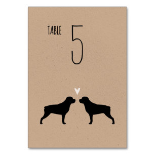 Numéro De Table Rottweiler Silhouettes Chiens Réception de mariage