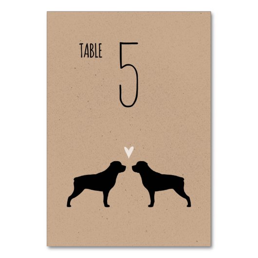Numéro De Table Rottweiler Silhouettes Chiens Réception de mariage (Par défaut)