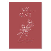 Numéro De Table Rouge Brique Olive Mariage | Botanique d'Automne (Par défaut)