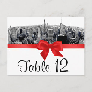 Numéro de table rouge de la skyline NYC Fisheye en