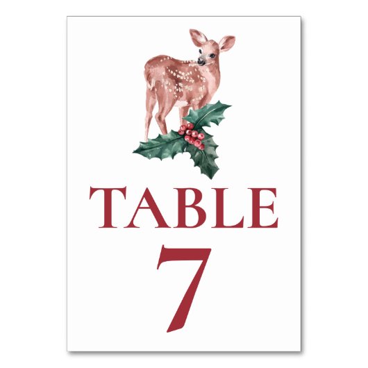 Numéro de table rouge de mariage d'hiver Cerf de N (Dos)
