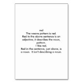 Numéro De Table Rouge en tant qu'accessoire, Flashcards de lecture (Dos)