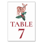 Numéro de table rouge Mariage d'hiver Cerf de Noël (Dos)