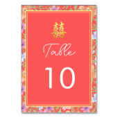 Numéro De Table Rouge Peranakan floral double xi mariage chinois (Dos)