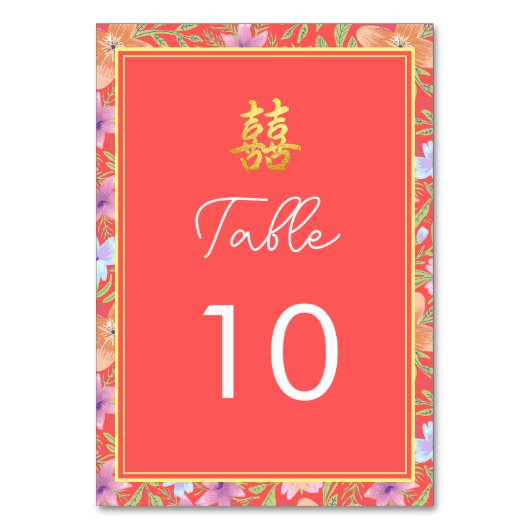 Numéro De Table Rouge Peranakan floral double xi mariage chinois (Par défaut)