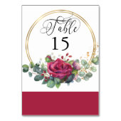 Numéro De Table Rouge Rose et Eucalyptus Gold Frame (Dos)