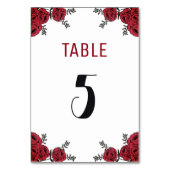 Numéro De Table Rouge Rose Floral thème Mariage (Dos)