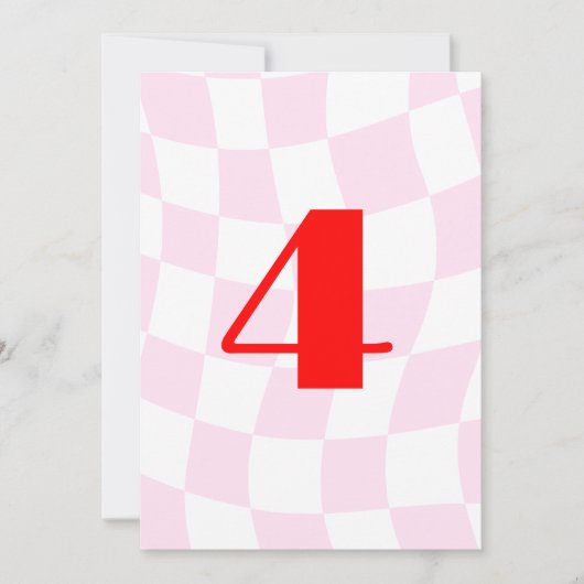 Numéro de table rouge rose gras rétro Motif (Devant)