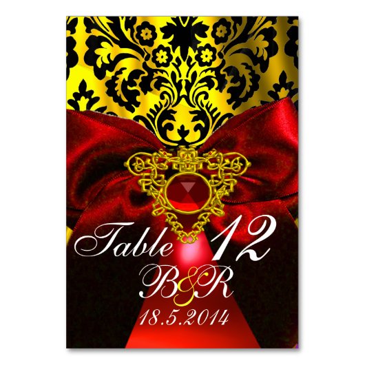 NUMÉRO DE TABLE ROUGE RUBY RIBBON GOLD CELTIC HEART DOMMASK MONOGR (Dos)