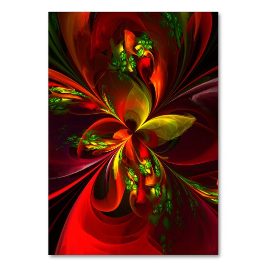 Numéro De Table Rouge vert moderne Floral Abstrait Art Motif #05 (Dos)