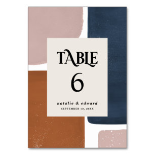 Numéro De Table rouille Abstraite, marine + rose moderne contempor