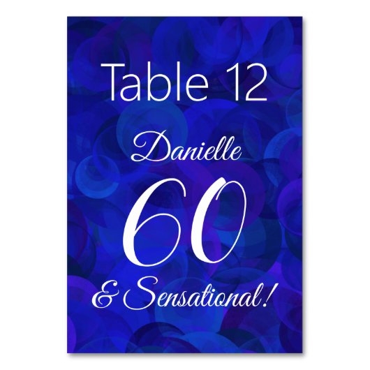 Numéro De Table Royal Blue 60 et fête d'anniversaire sensationnell (Dos)