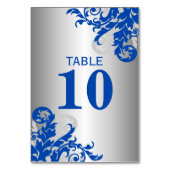 Numéro De Table Royal Blue et Argent Flourdissant (Dos)