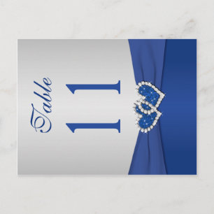 Numéro de table Royal Blue et Silver recto verso