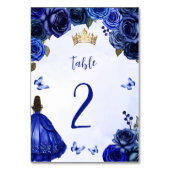 Numéro De Table Royal Blue Gold Floral Princess Quinceañera (Par défaut)