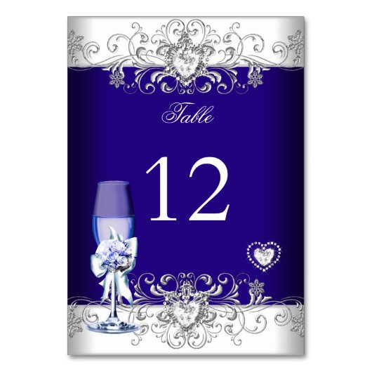 Numéro de table Royal Blue Mariage Verre Argent (Par défaut)