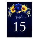 Numéro De Table Royal Blue Rustic Tournesol Moderne Floral Mariage (Dos)