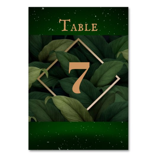 Numéro De Table Royal Dark Green Feuille Gold Frame Mariage (Par défaut)
