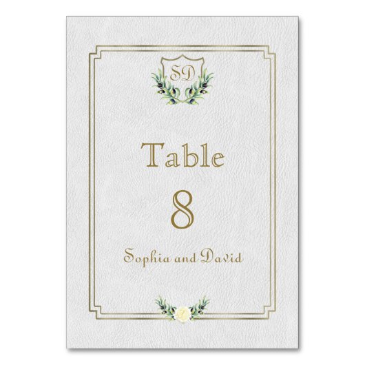 Numéro De Table Royal Gold Crest Lush Greenery Numéro de tableau (Dos)