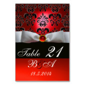 NUMÉRO DE TABLE RUBAN BLANC, DAMAS NOIR ROUGE MONOGRAMME (Dos)