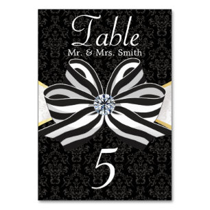 Numéro De Table Ruban diamant avec motif Damas
