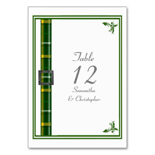 Numéro De Table Ruban écossais vert et blanc