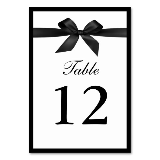 Numéro De Table Ruban noir classique Numéros de tableau recto vers (Dos)