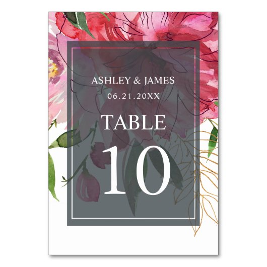 Numéro De Table Ruby Pink Peony Floral Mariage botanique (Par défaut)