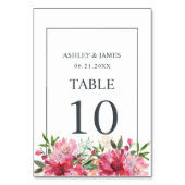 Numéro De Table Ruby Pink Peony Floral Mariage botanique (Dos)