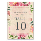 Numéro De Table Ruby Pink Peony Floral Mariage d'ivoire botanique (Dos)