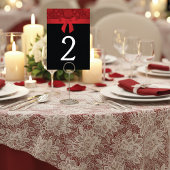 Numéro De Table Ruby Red Brocade Satin Bow Mariage