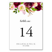 Numéro De Table Russe Blush Bourgogne Floral Mariage de calligraph (Par défaut)