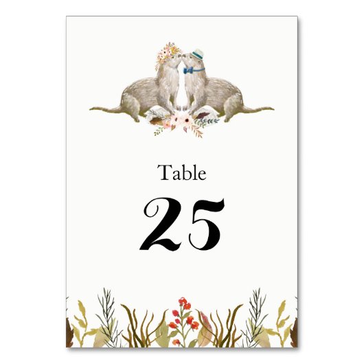 Numéro De Table Russe Boho Mariage d'aquarelle de cerf de bois (Dos)