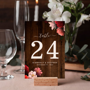Numéro De Table Russe Brown Boho Coral Floral