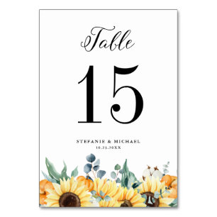 Numéro De Table Russe Citrouilles d'aquarelle et Mariage de tourne