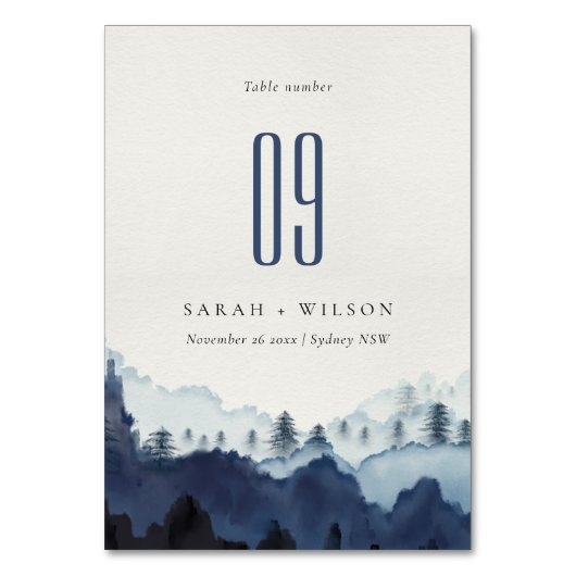 Numéro De Table Russe Encre bleu marine Pine Woods Mariage de mont (Par défaut)