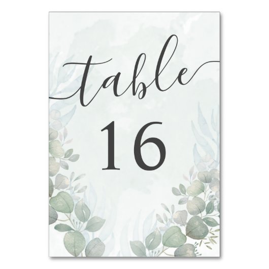 Numéro De Table Russe Eucalyptus Sage Mariage vert (Par défaut)