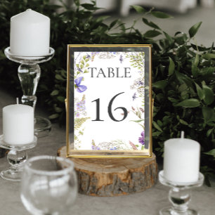 Numéro De Table Russe Lavande et Fleur sauvage Sage Mariage blanc