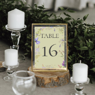 Numéro De Table Russe Lavande et Fleur sauvage Sage Mariage Sage