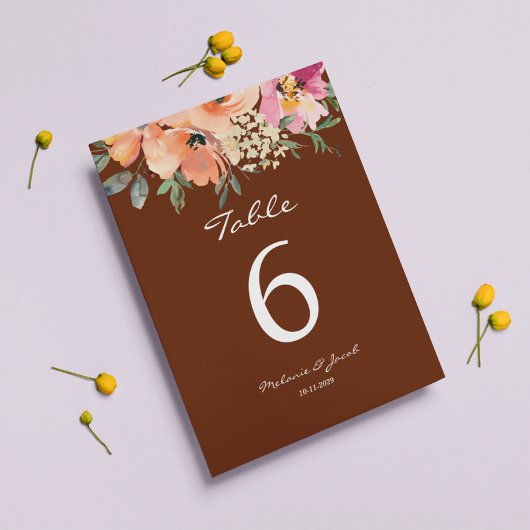 Numéro De Table Rust Terracotta Floral