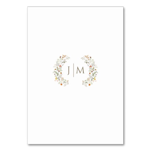 Numéro De Table Rustic Automne Fleur sauvage Mariage Numéros de ta (Dos)